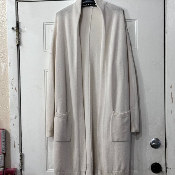 Vince Womens Sz XS Cardigan Sweater Ivory Open Front  Pockets Wool/Cashmere - Picture 1 of 10